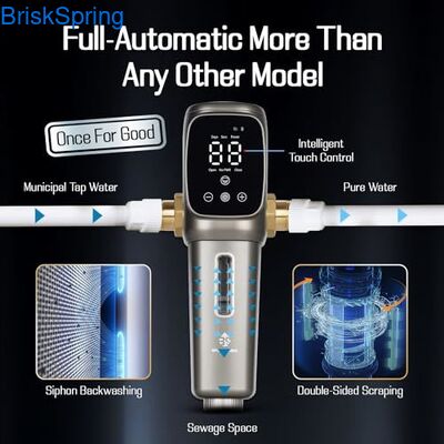 ইউনিভার্সাল সম্পূর্ণ স্বয়ংক্রিয় ফ্লাশিং সেডমেন্ট ফিল্টার 40 মাইক্রন ফিল্টারিং এবং পুরো ঘর সুরক্ষার জন্য SUS 316 স্টেইনলেস স্টীল জাল সহ