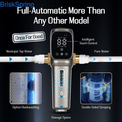 সম্পূর্ণ স্বয়ংক্রিয় 40 মাইক্রন পুনরায় ব্যবহারযোগ্য স্পিন ডাউন সিডামেন্ট ফিল্টার পুরো ঘর জল প্রাক ফিল্টারিং জন্য