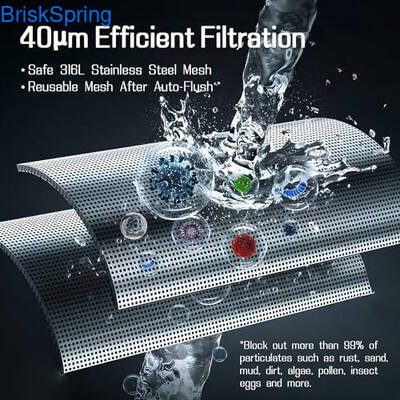 এনএসএফ সার্টিফাইড 316L স্টেইনলেস স্টিল মেশ ওয়াটার প্রি-ফিল্টার, যার প্রবাহের হার 6T/H এবং বুদ্ধিমান টাচ কন্ট্রোল