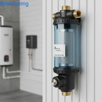 40 মাইক্রন সম্পূর্ণ স্বয়ংক্রিয় পুনরায় ব্যবহারযোগ্য স্পিন ডাউন ওয়াটার প্রাক ফিল্টার পুরো বাড়ির অবশিষ্টাংশ অপসারণের জন্য