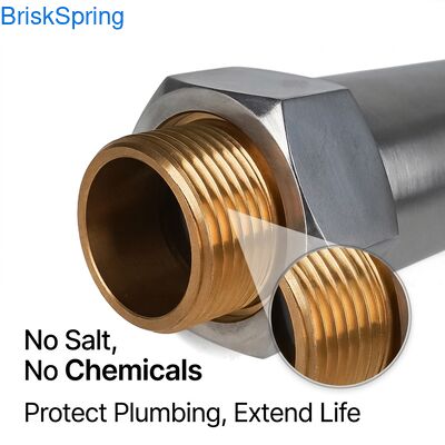 লবণ মুক্ত পুরো বাড়ির জল কন্ডিশনার। স্বাস্থ্যকর ত্বক, চুল এবং গৃহস্থালী যন্ত্রপাতি জন্য পরিবেশ বান্ধব স্কেল প্রতিরোধ