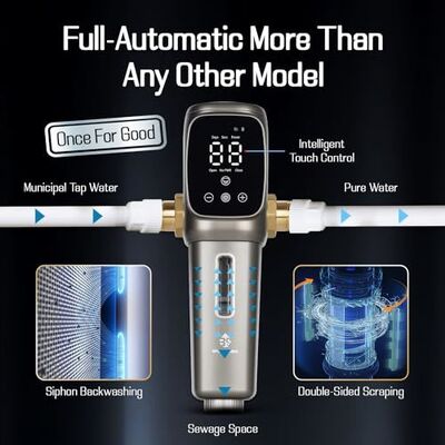 AT-30G-BS Automatic Whole House Sediment Pre-Filter with 40 Micron Filtration Accuracy and Timed Self-Flushing SUS316L Stainless Steel Mesh