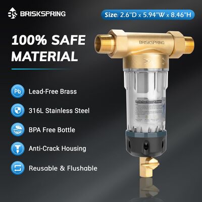 BriskSpring T2-S3G-BS 40 Micron Whole House Spin Down Sediment Pre-Filter with Reusable Stainless Steel Mesh and Manual Scraper-Assisted Cleaning