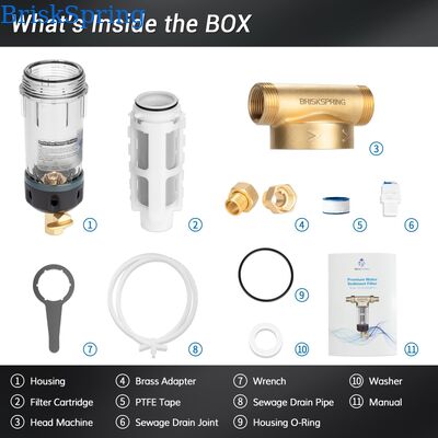 40 Micron Whole House Water Pre Filter with Reusable Mesh and Manual Flush for Sediment Removal