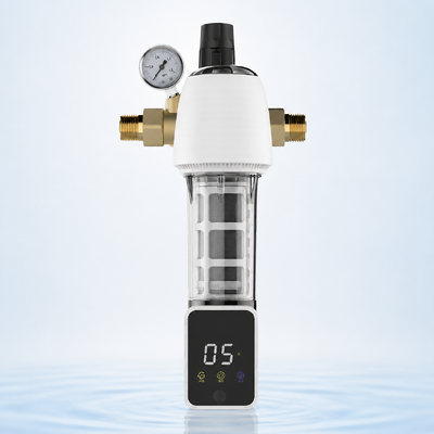 BriskSpring F3-W1-BS সম্পূর্ণ বাড়ি স্পিন-ডাউন সেডিমেন্ট প্রি-ফিল্টার 40 মাইক্রন ফিল্টারেশন SUS316L স্টেইনলেস স্টিল মেশ এবং ইন্টিগ্রেটেড প্রেসার গেজ সহ