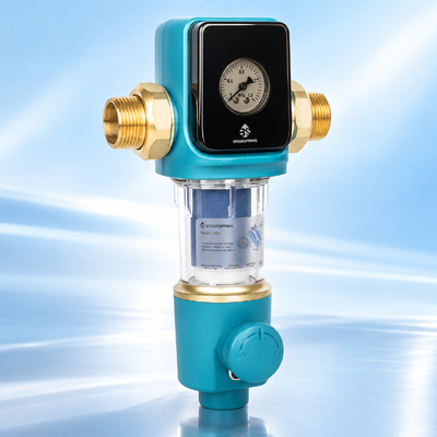 40 Micron Reusable Mesh Water Pre Filter with Water Driven Self Cleaning Scraper for Whole House Spin Down Sediment Filtration